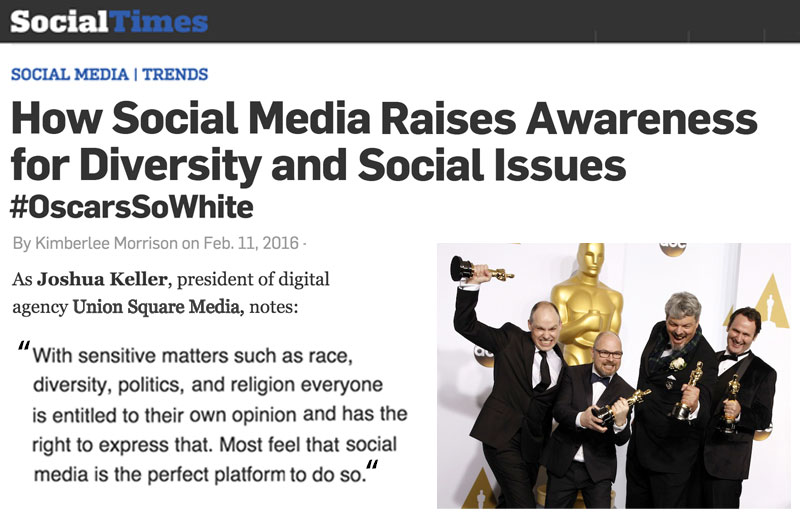 #OscarsSoWhite: How Social Media Raises Awareness for Diversity and Social Issues